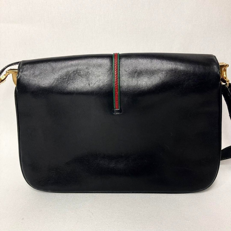 Gucci Horsebit Rare Shoulder Bag Black Leather Sherry Line Auth eBay