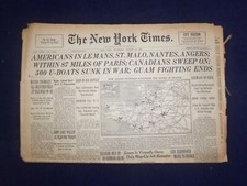 1944 AUG 10 NEW YORK TIMES-AMERICANS IN LEMANS, ST. MALO, NANTES, ANGERS-NP 6605