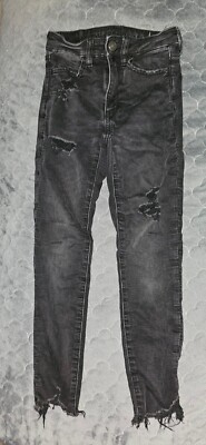 Girls American Eagle Next Level Stretch Black Jeans 00 Short