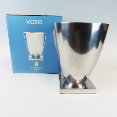 Michael Graves 8'' Polished Cast Aluminum Vase Lumina Collection NIB