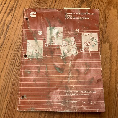 Cummins QSK19 SERIES ENGINES OPERATION & MAINTENANCE MANUAL GUIDE BOOK 3666120-2