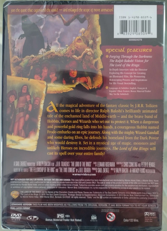 The Lord of the Rings - Original Animated Classic (DVD, Remastered) 1978, 2010 - Image 2 of 2