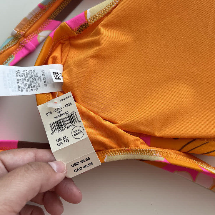 Aerie Bikini Top Size XL Scoop Pink Infusion VWire Scoop Neon Floral