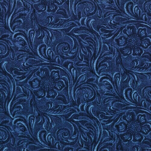 Moda 11216 12  Tooled Leather pattern "DENIM BLUE"  bty - Picture 1 of 1