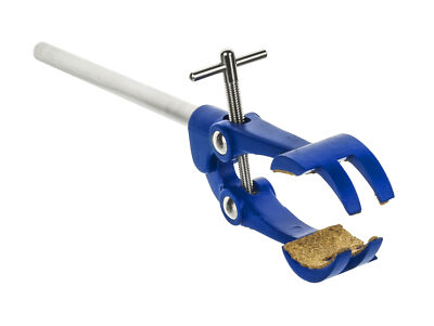 Eisco Labs 4 Prong, Cork Lined Clamp on Stainless Steel Rod - 4.1'' Max Opening