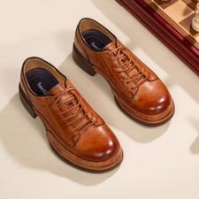 British Style Men Lace Up Real Leather Retro Formal Dress Shoes Business Work Sz