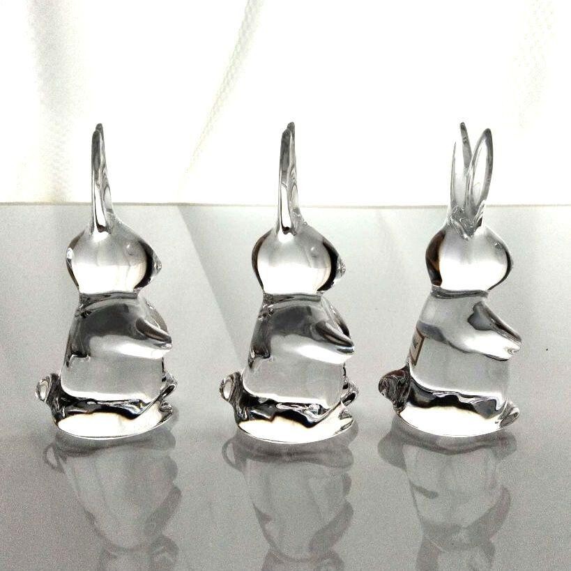 Baccarat Bunny Rabbit Crystal Figurine Set of 3 Clear Swing Series ...