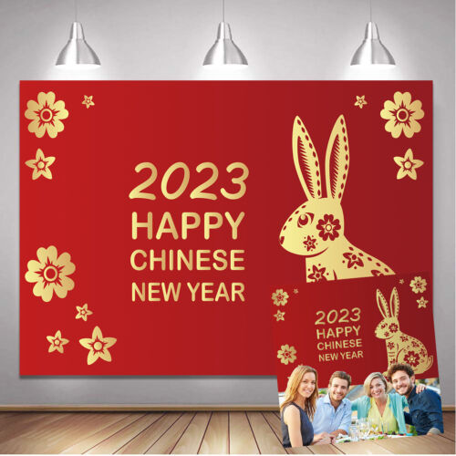 Chinese New Year Theme Party Backdrop Bunny Teaching Props Photography Backdrop - Afbeelding 1 van 9