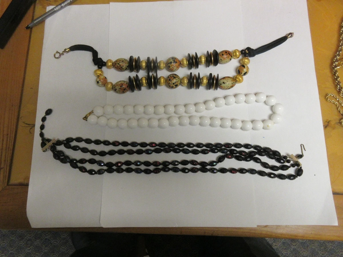 Costume Jewelry NECKLACE Back Gold Multi White Purple Black
