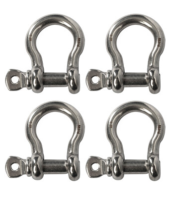4-Four 1/2" Marine Bow Shackle Clevis DRing 316 Stainless Steel - Foto 8
