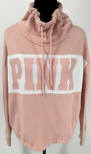 PINK Victoria's Secret Womens Funnel Neck Crop Sweatshirt Medium Pink Cotton
