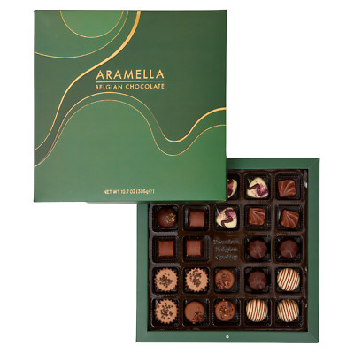 Aramella Belgian Chocolate Green Box w. Gift Bag (24 Pieces / 10.7oz / 305g)