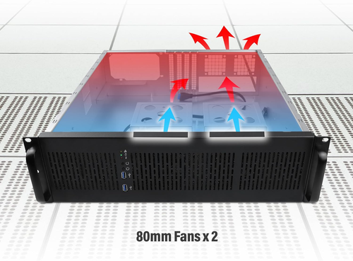 3U Server Chassis Rackmount Case, 6X 3.5 Bays, E-ATX Compatible, 2X 80Mm Fans, 2 - Picture 4 of 6