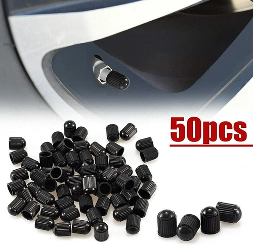 50 Pcs Universal Black Plastic Tire Valve Caps Air Stem Cover for Car Motor Bike - Bild 1 von 8