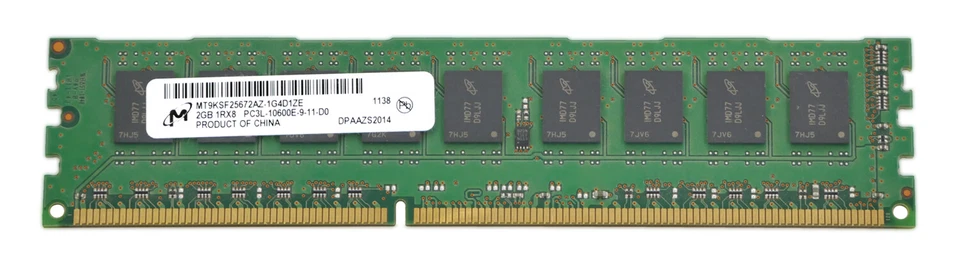 Micron 2GB DDR3 ECC RAM 1Rx8 PC3L-10600E MT9KSF25672AZ-1G4D1ZE Server RAM 240Pin
