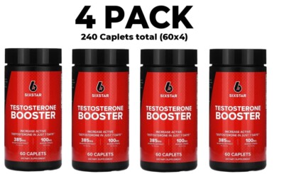 SIXSTAR, Testosterone Booster, 4 PACK, 60 Caplets each (240 total!)