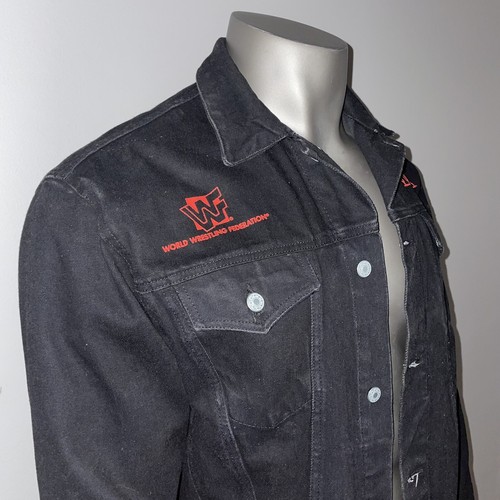 Vintage RARE! 1997 WWF Shawn Michaels HBK Mens Medium Black Denim Jean Jacket - Picture 5 of 10