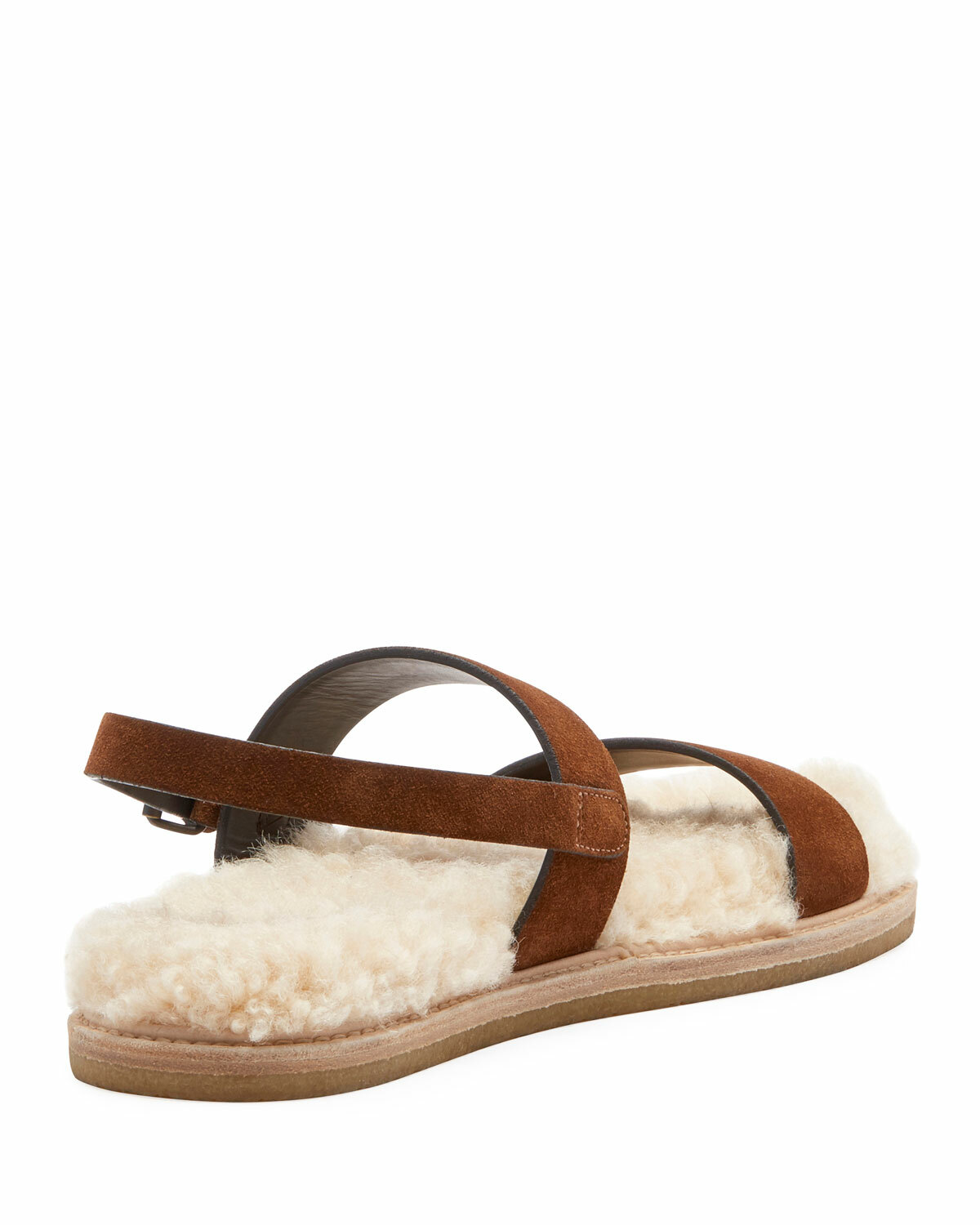 Saint Laurent Joan Noe sandali bassi scamosciati con plantare in shearling taglia 41