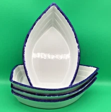 NAUTICAL THEMED Dingy / Row Boat - Glazed Pottery Decorative Serving Bowl