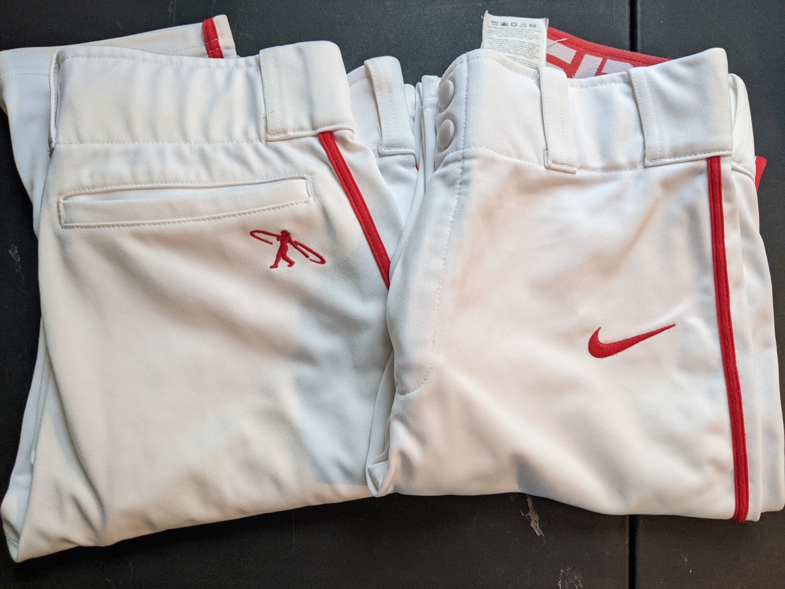 (2) Nike Baseball Pants Youth XL. DriFit & swingman. White With red