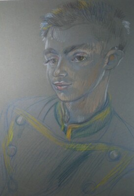 Original Pastellzeichnung, 'Circus Performer', um 1950, Athene Andrade (1908-1973)