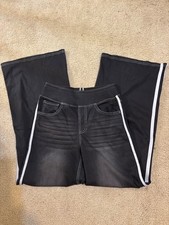 NEW 69.99 HALARA wide leg side stripe flex denim jeans leggings black M