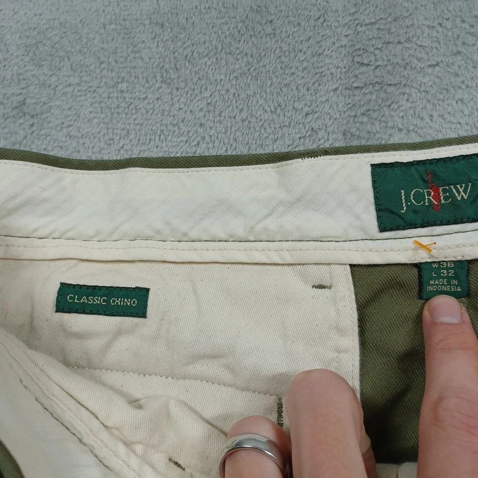Pantalones J Crew Para Hombre 36x32 Verde Plisado Chino Bolsillos Preppy Remero Algodón Foto 4 de 4