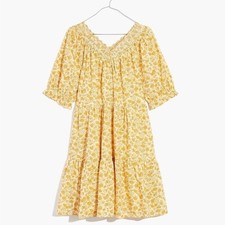 Madewell Eyelet-Trim Tiered Mini Dress in Piccola Floral Size 2X