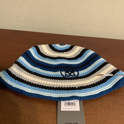 G/Fore Striped Crochet Bucket Hat Blue White Multi Golf Fashion