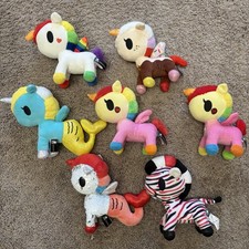 Lot Of 7 Tokidoki Plush Unicorns / Mermaids Unicorno Rainbow Stuffed animal