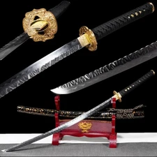Japanese Samurai Katana Sword Sharp Clay Tempered T10 Steel Blade Battle Ready