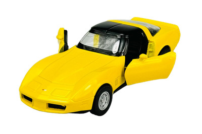 WELLY 1982 CHEVROLET CORVETTE COUPE YELLOW 1:34 DIE CAST METAL MODEL NEW BOX
