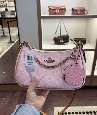 NWT Coach Teri Shoulder Bag In Signature Canvas With Charms Powder