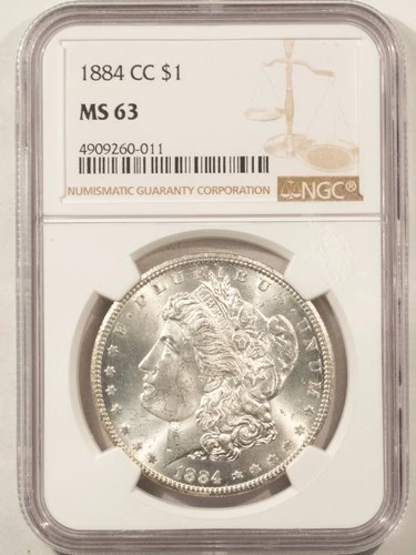 1884-CC $1 MORGAN DOLLAR - NGC MS-63, BLAST WHITE CARSON CITY!