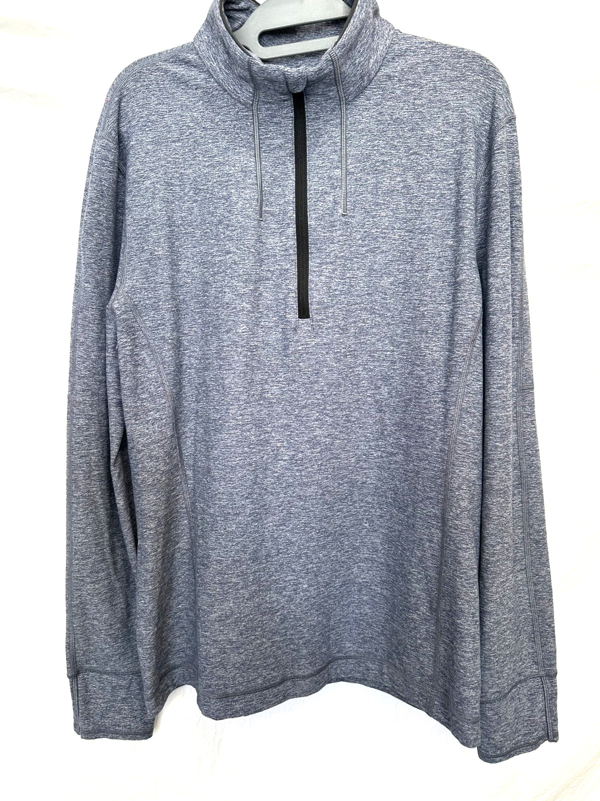 Lululemon Men's L/XL Blue Heathered 1/4 Zip Performance Long Sleeve Polo Shirt