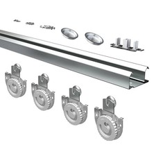 Bypass Sliding Door Hardware 48", Bypass Wardrobe Closet Door Track Set, Smoo...