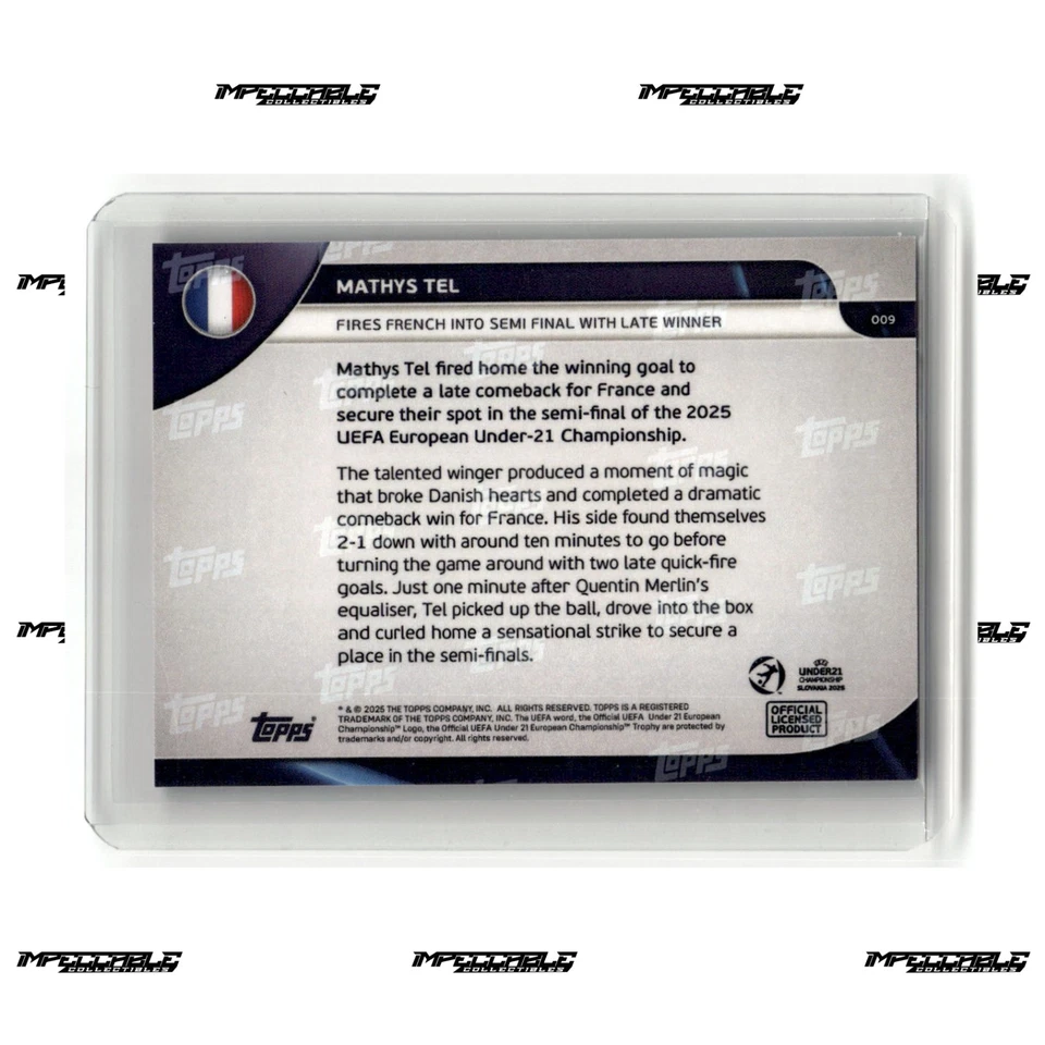 2025 Topps Now Euro U-21 - Orange #9 Mathys Tel Rookie /25 Late Winner - Image 2 of 2