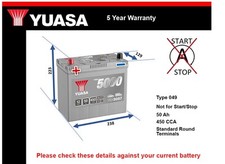 Battery fits TRIUMPH TR7 SPITFIRE TR8 ACCLAIM TR6 TOLEDO 2000 Yuasa 049