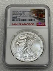 2021 (S) SILVER EAGLE TYPE 1 NGC MS70 EMERGENCY PRODUCTION ER TROLLEY LABEL 228