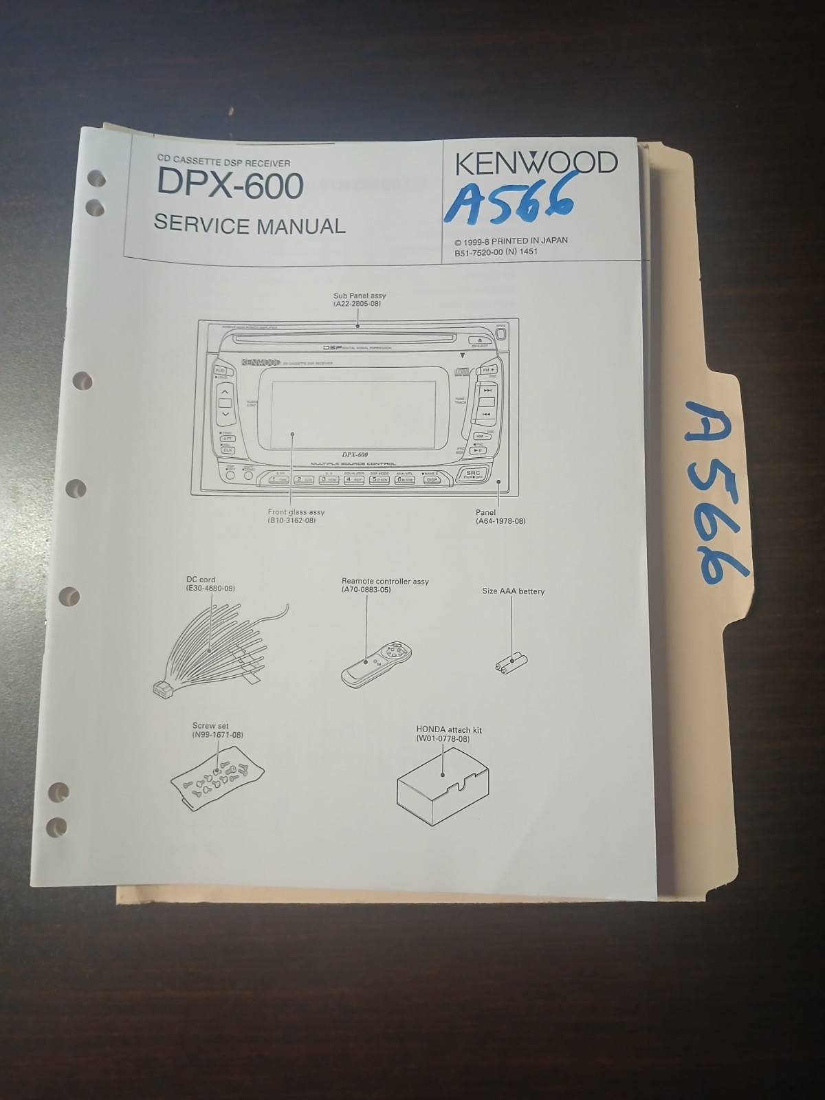 Kenwood DPX-600 Service Manual Original Repair Book DSP Receiver