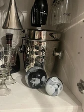 Black & White Marble Glass Paperweight Set of 2 Used