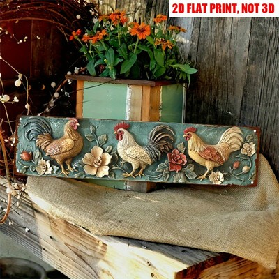 #ad Retro Rooster Metal Sign Farmhouse Plaque Home Decor Rural Chicken Coop Wall Art $9.79