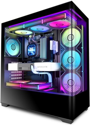KEDIERS PC CASE ATX 7 PWM ARGB Fans P4, black+7 