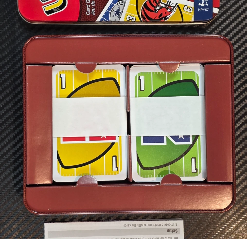 Mattel Games UNO NFL Card Game in Storage Tin Box w/ All 32 Teams HPY57 *Read - Image 3 of 4