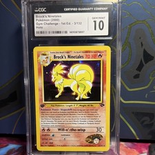 Pokémon Brock's Ninetales CGC 10 Gym Challenge 1st Edition Holo Rare 3/132