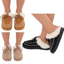 Women Slip On Slippers with Faux Fur Lining Warm Comfortable Slip On Slipper
