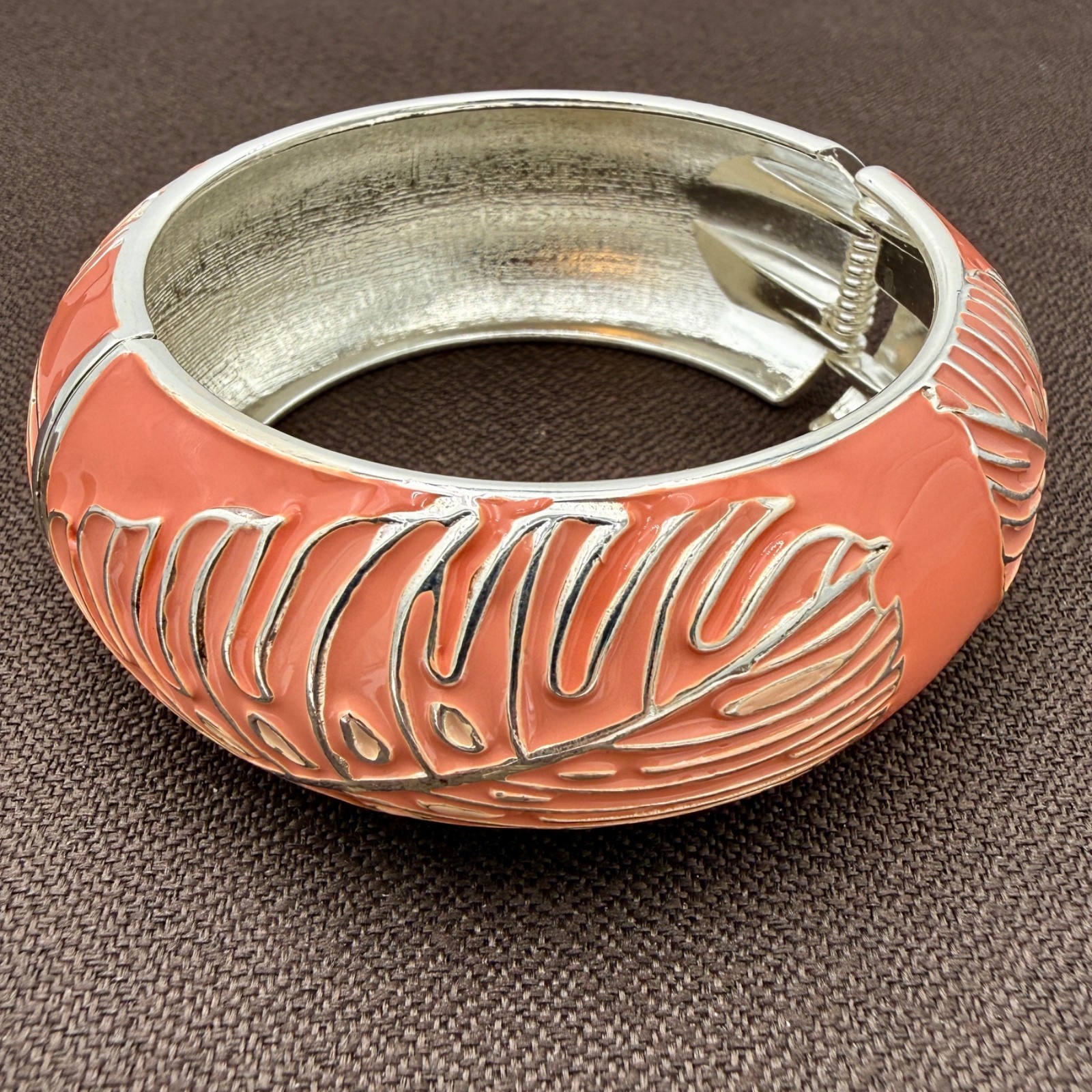 Sequin Enamel Leaf Clamper Bangle - image 1