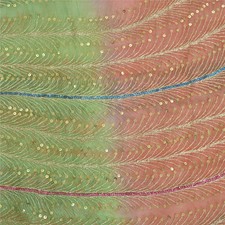 Sanskriti Vintage Indian Dupatta Long Stole Art Silk Hand Beaded Printed Scarves