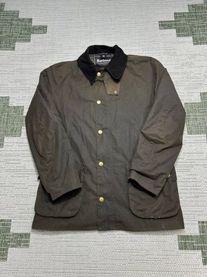 Barbour Ashby Jacket Mens Large Brown Cotton Waxed Full Zip *