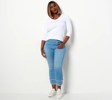 CZ3210 Belle by Kim Gravel TripleLuxe Reg Denim Cropped Straight-Leg SIZE 6